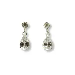 ANDREA COGGIOLA JOYAS - Aros Circón Gota Colgante Plata Fina 925
