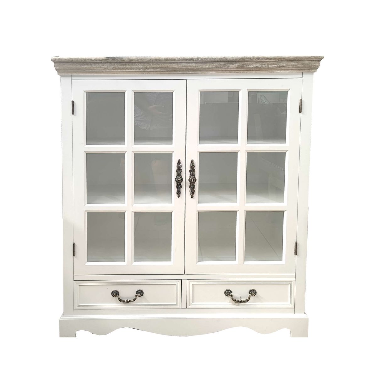 GENERICO - Vitrina clasica cubierta albayalde 12 ventanas con Cajones Ecomuso