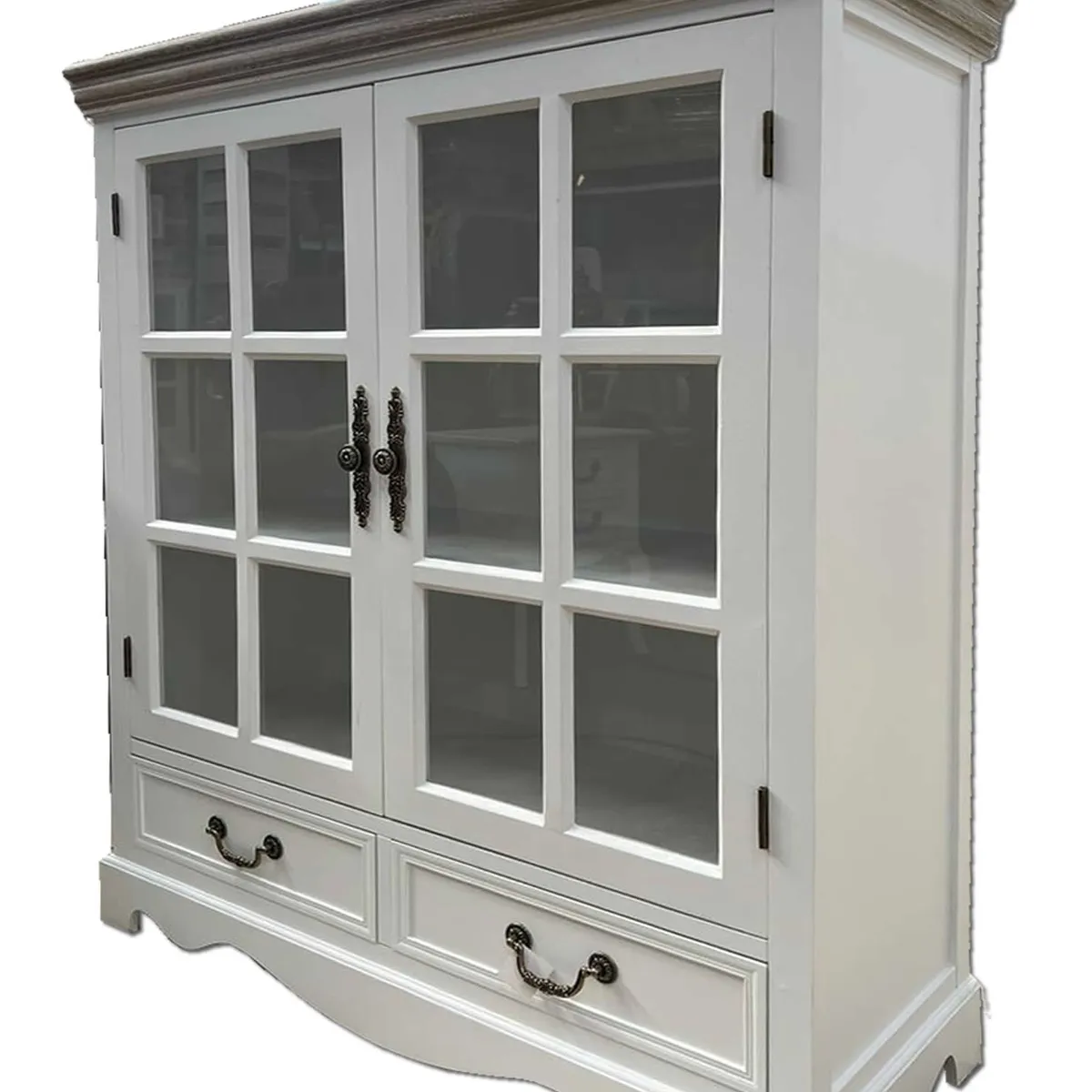 GENERICO - Vitrina clasica cubierta albayalde 12 ventanas con Cajones Ecomuso