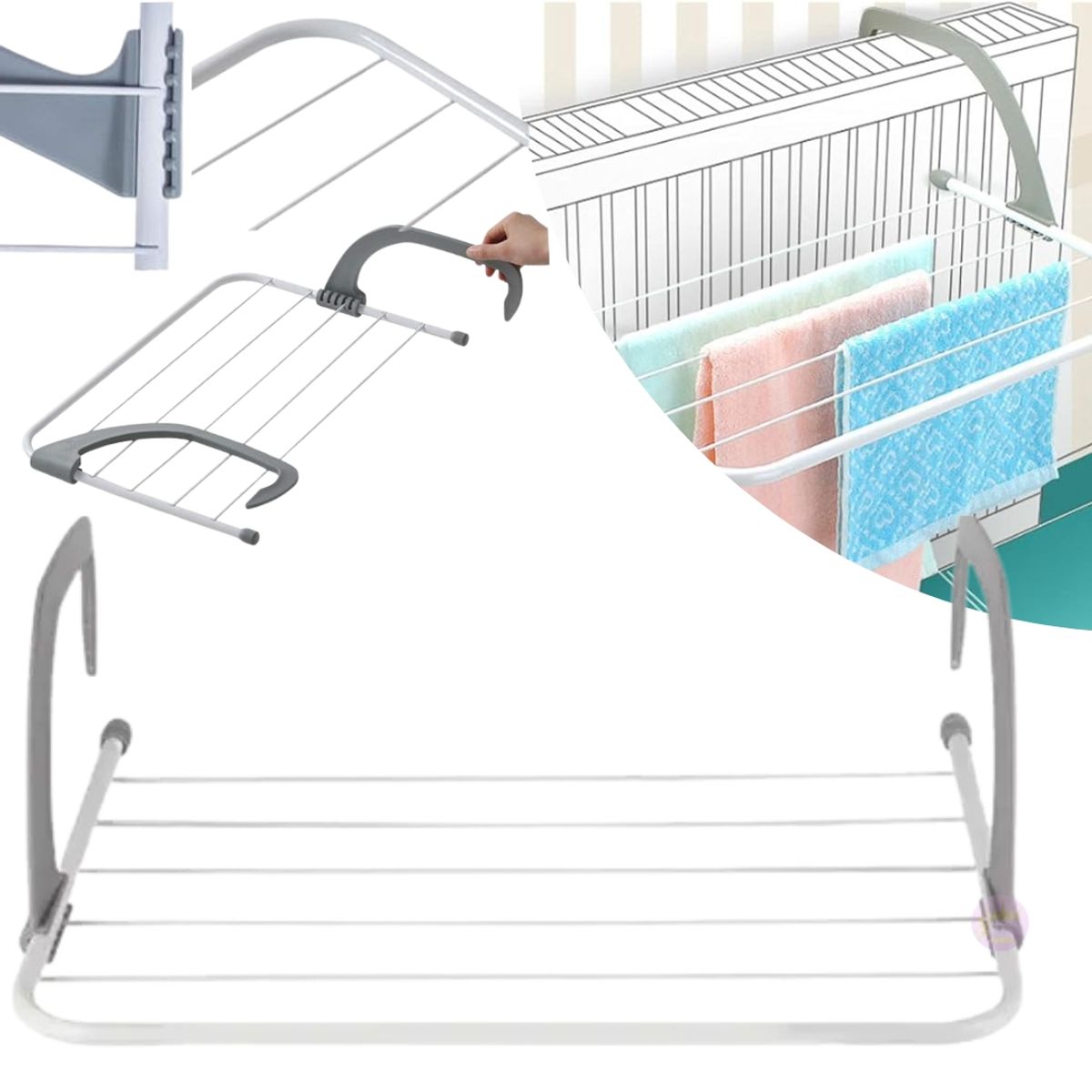 GENERICO - Tendedero Plegable De Ropa Extensible Para Balcón