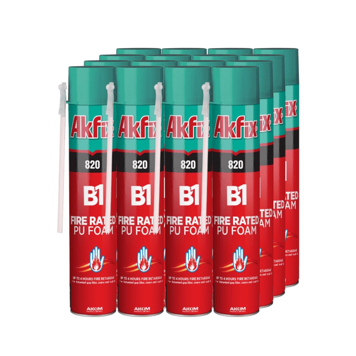 AKFIX - Caja 12 Und Espuma Poliuretano Ignifuga B1 Akfix 820 750ml