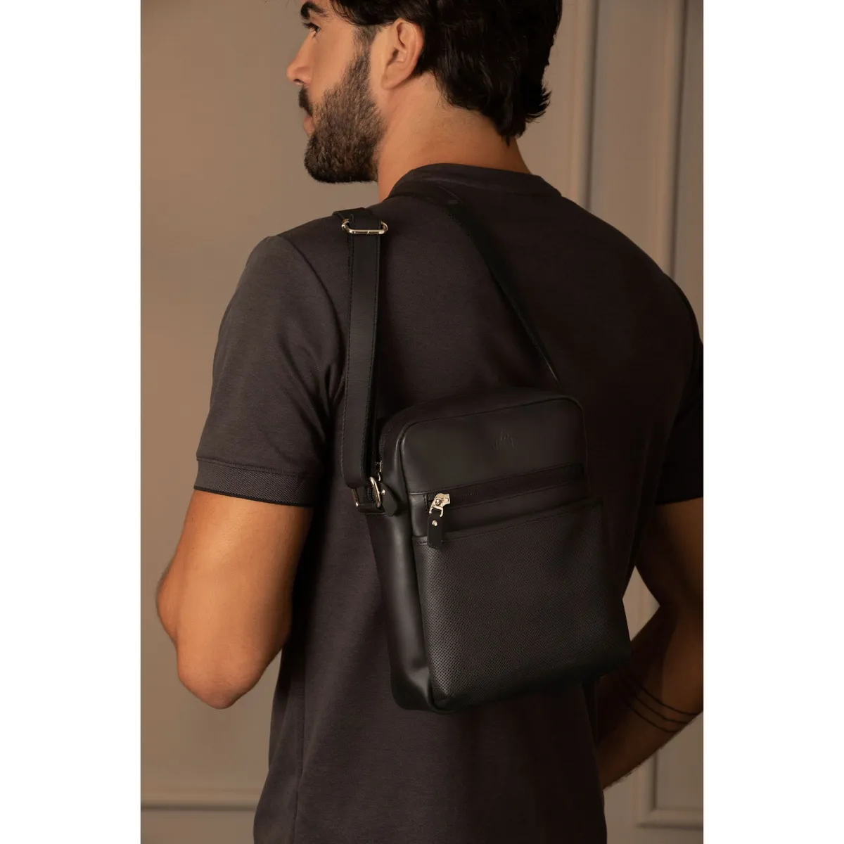 VELEZ - Vélez Manos Libres Jalisco Cuero Para Hombre Grabada Negro