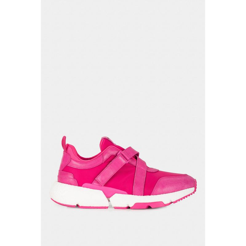 VELEZ - Zapatilla de cuero y textil para mujer color Fucsia
