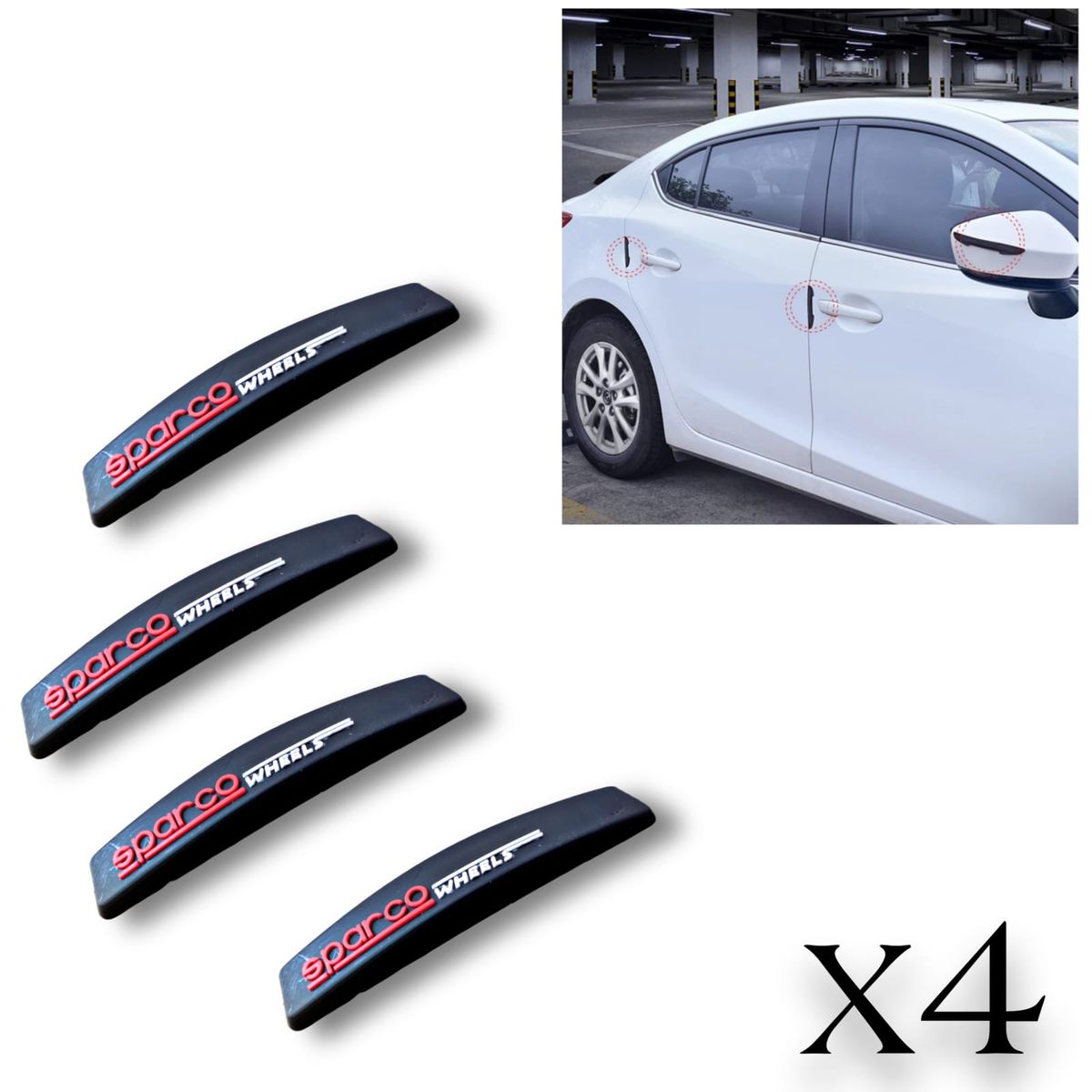 GENERICO - X4 Topes Protectores de Puerta Topes Goma Auto Tunning 0624