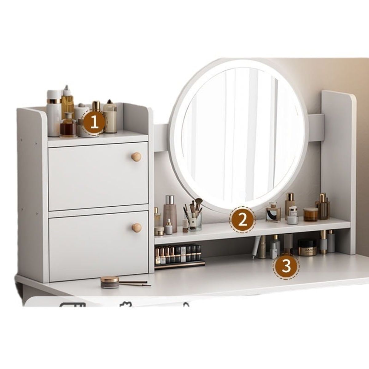 IDEEHOUSE - Tocador 6 cajones, espejo y luz led