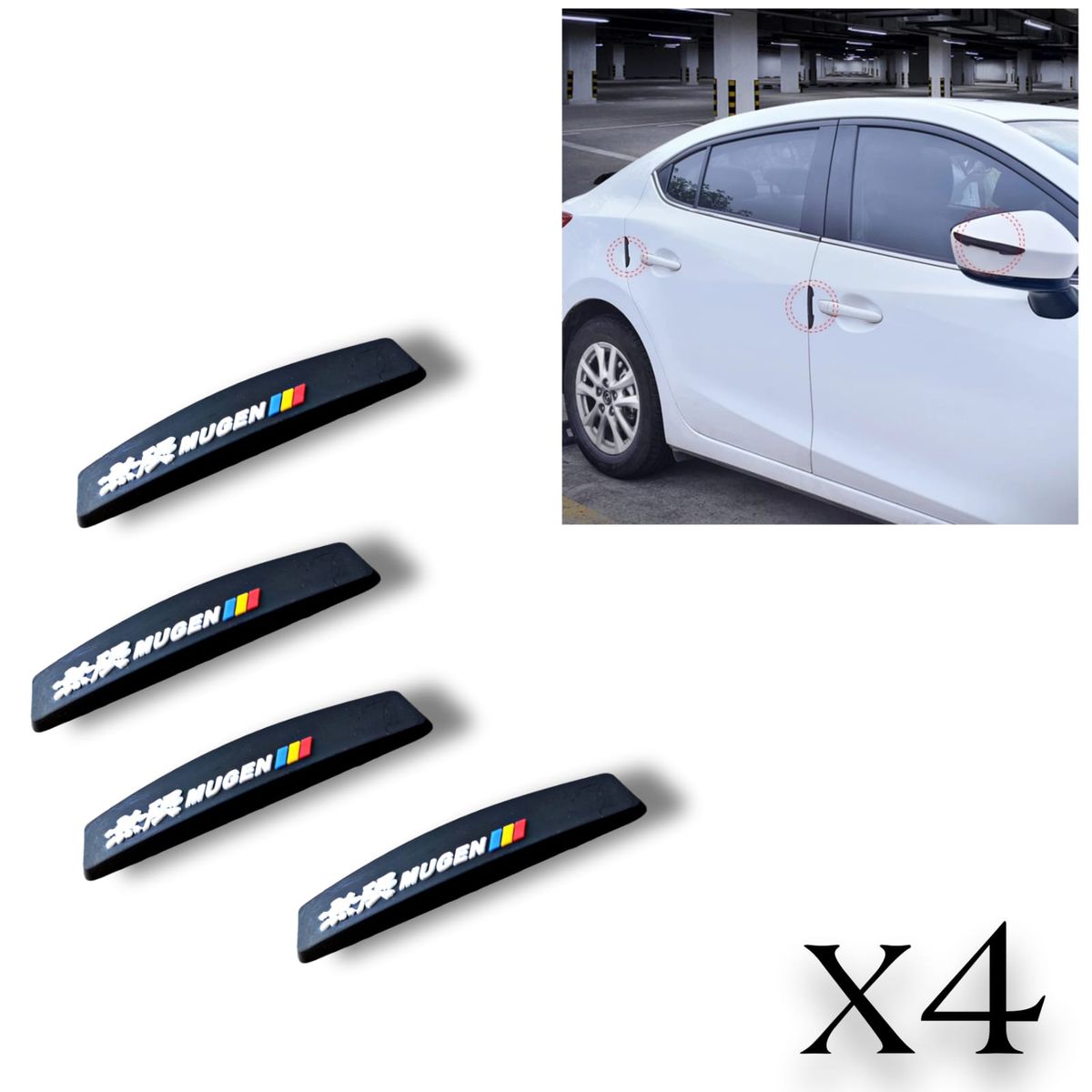 GENERICO - X4 Topes Protectores de Puerta Topes Goma Auto Tunning 0620