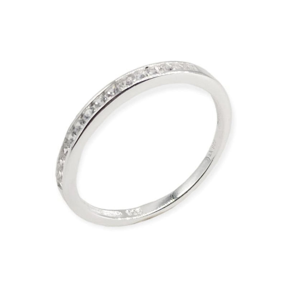 COGGIOLA - Anillo Patricia Circón Medio Cintillo Plata Fina 925