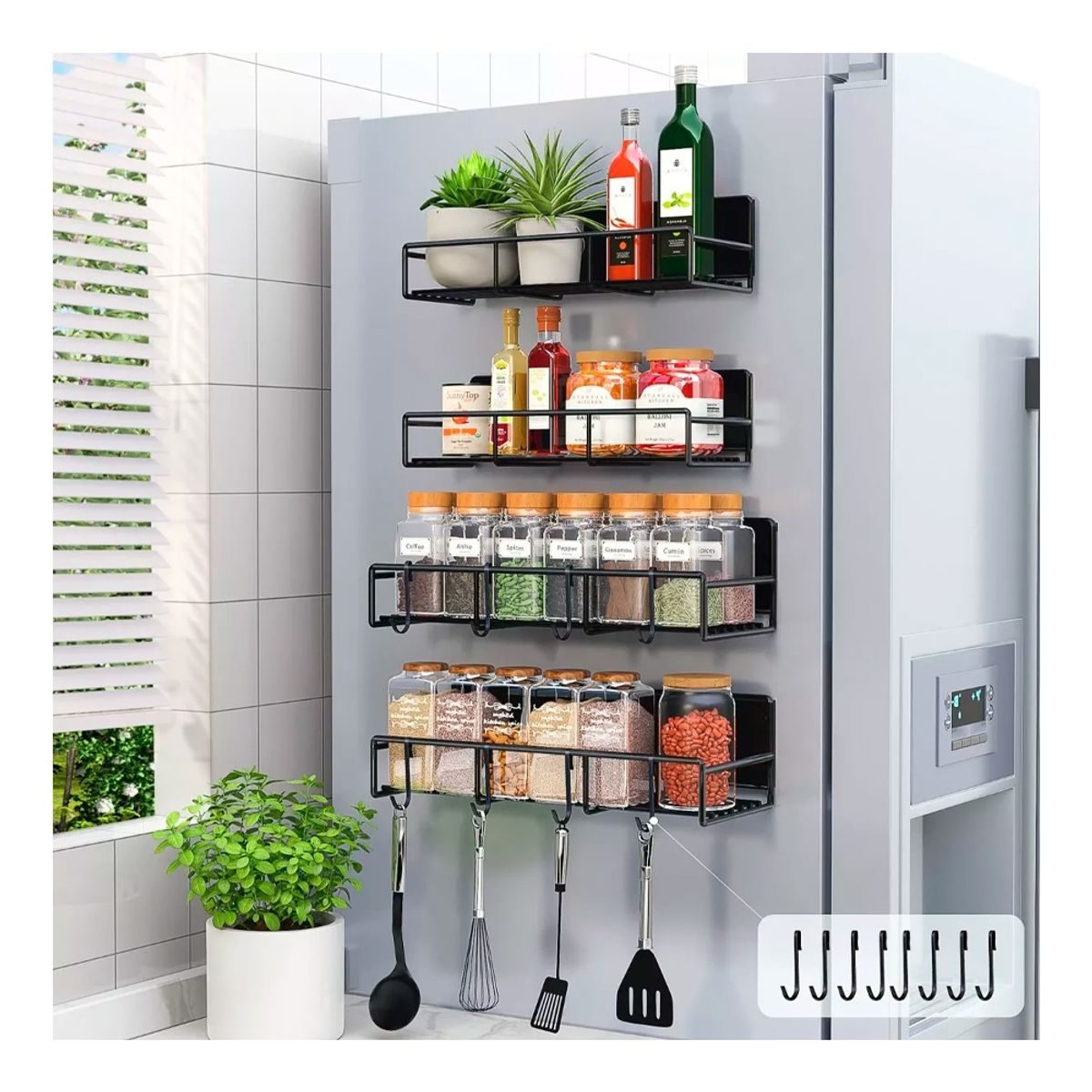 IRM - Especieros Para Cocina Magnético Estante De Especias 4 piezas