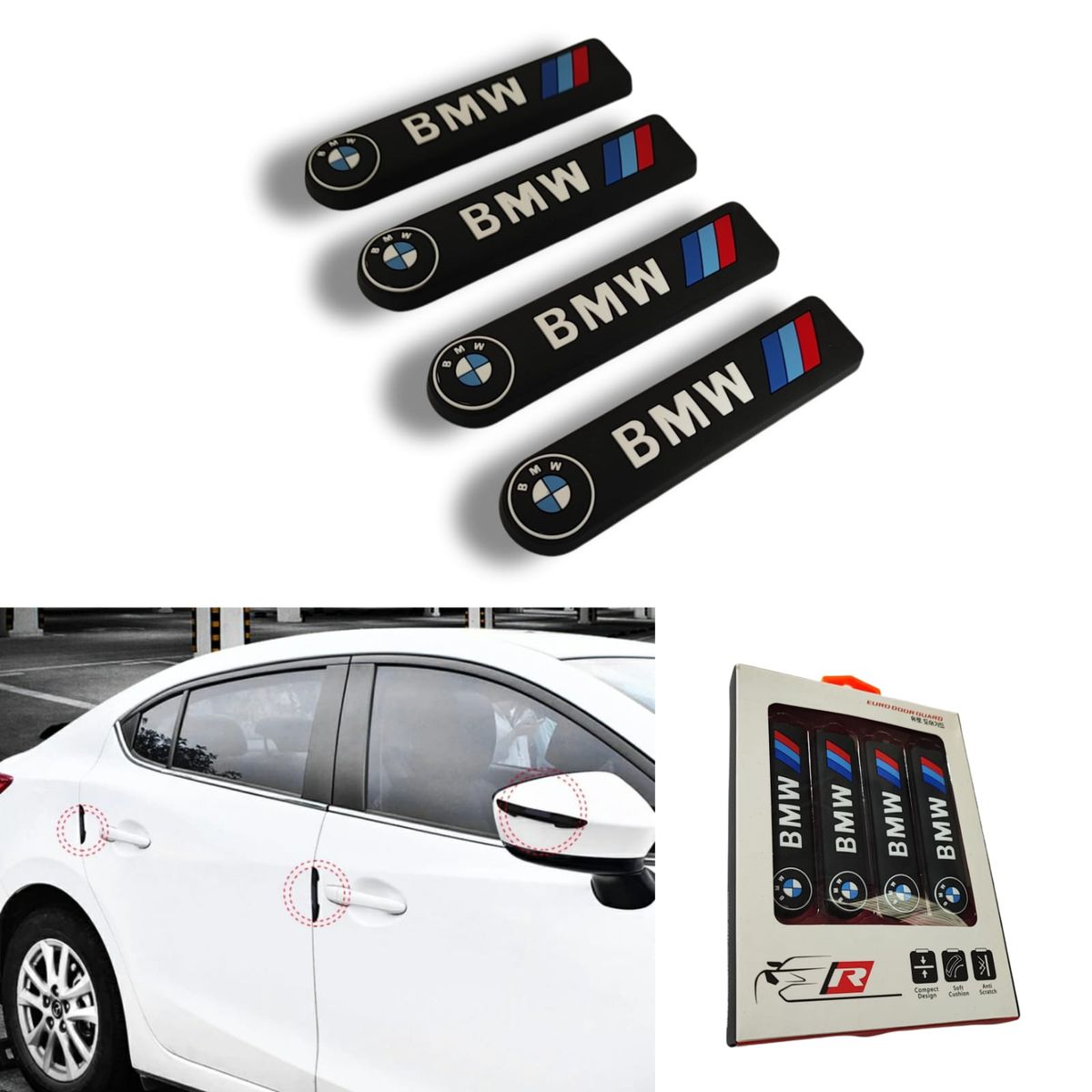 GENERICO - X4 Topes Protectores de Puerta Topes Goma Auto Tunning 0401