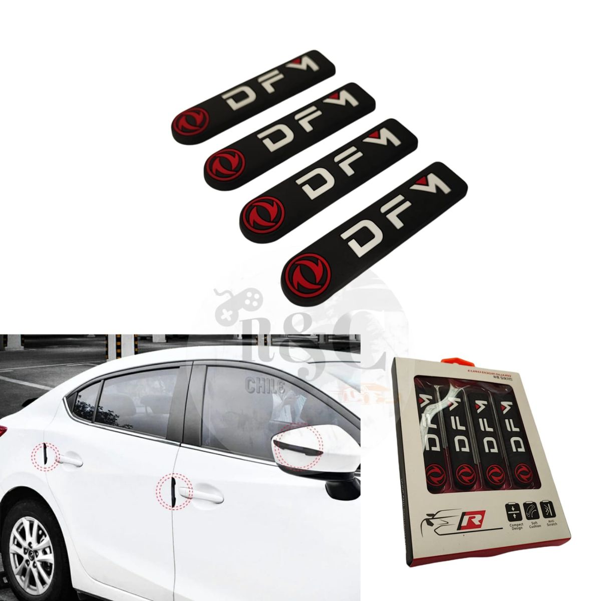 GENERICO - X4 Topes Protectores de Puerta Topes Goma Auto Tunning 0404