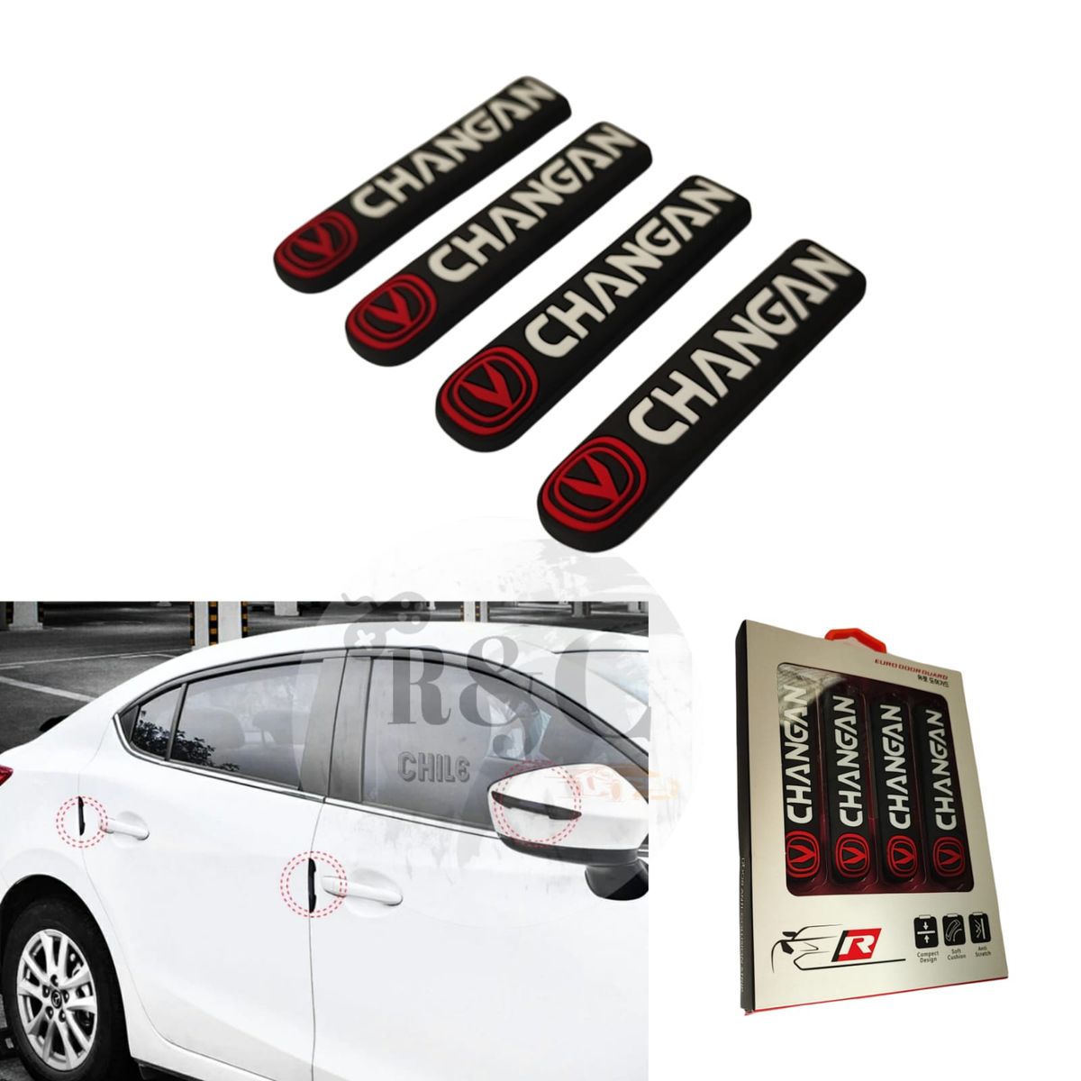 GENERICO - X4 Topes Protectores de Puerta Topes Goma Auto Tunning 0403