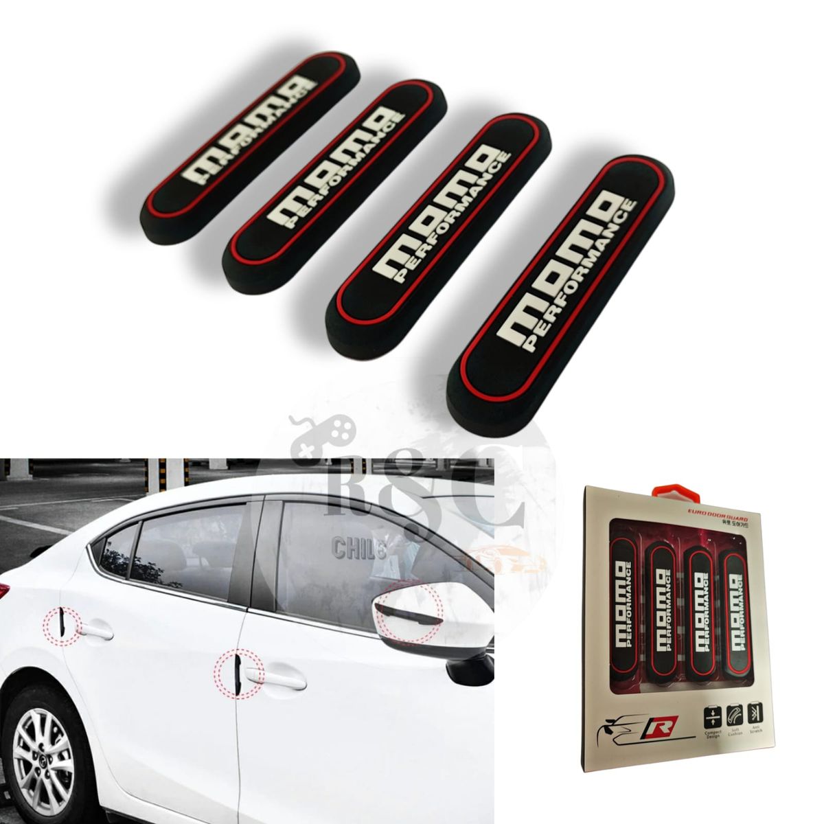 GENERICO - X4 Topes Protectores de Puerta Topes Goma Auto Tunning 0407