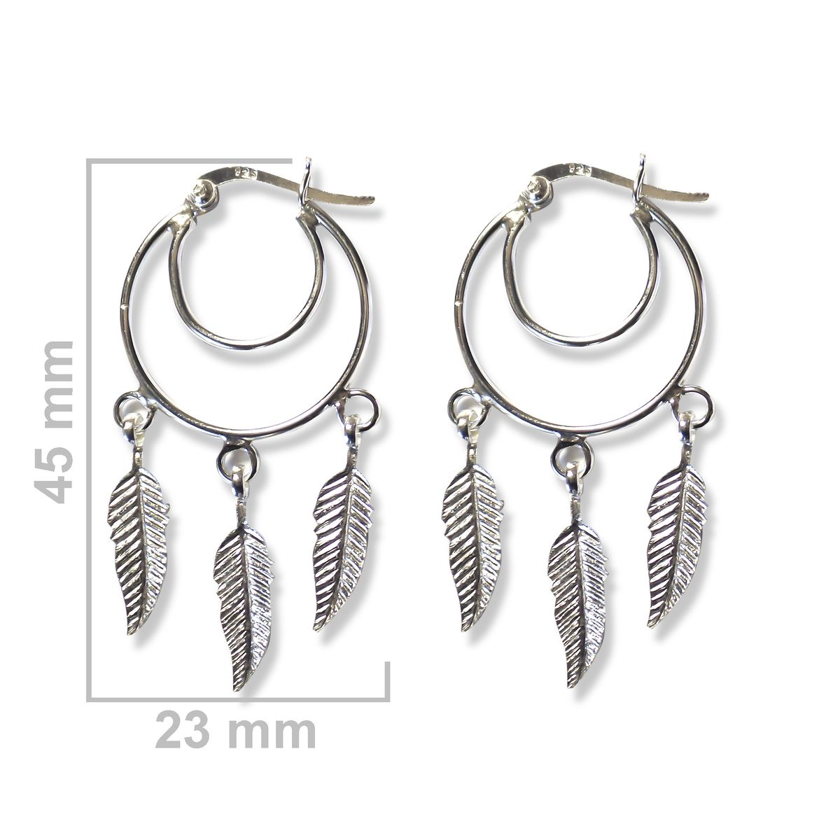 ANDREA COGGIOLA JOYAS - Aros Argolla Luna Plumas Plata Fina 925