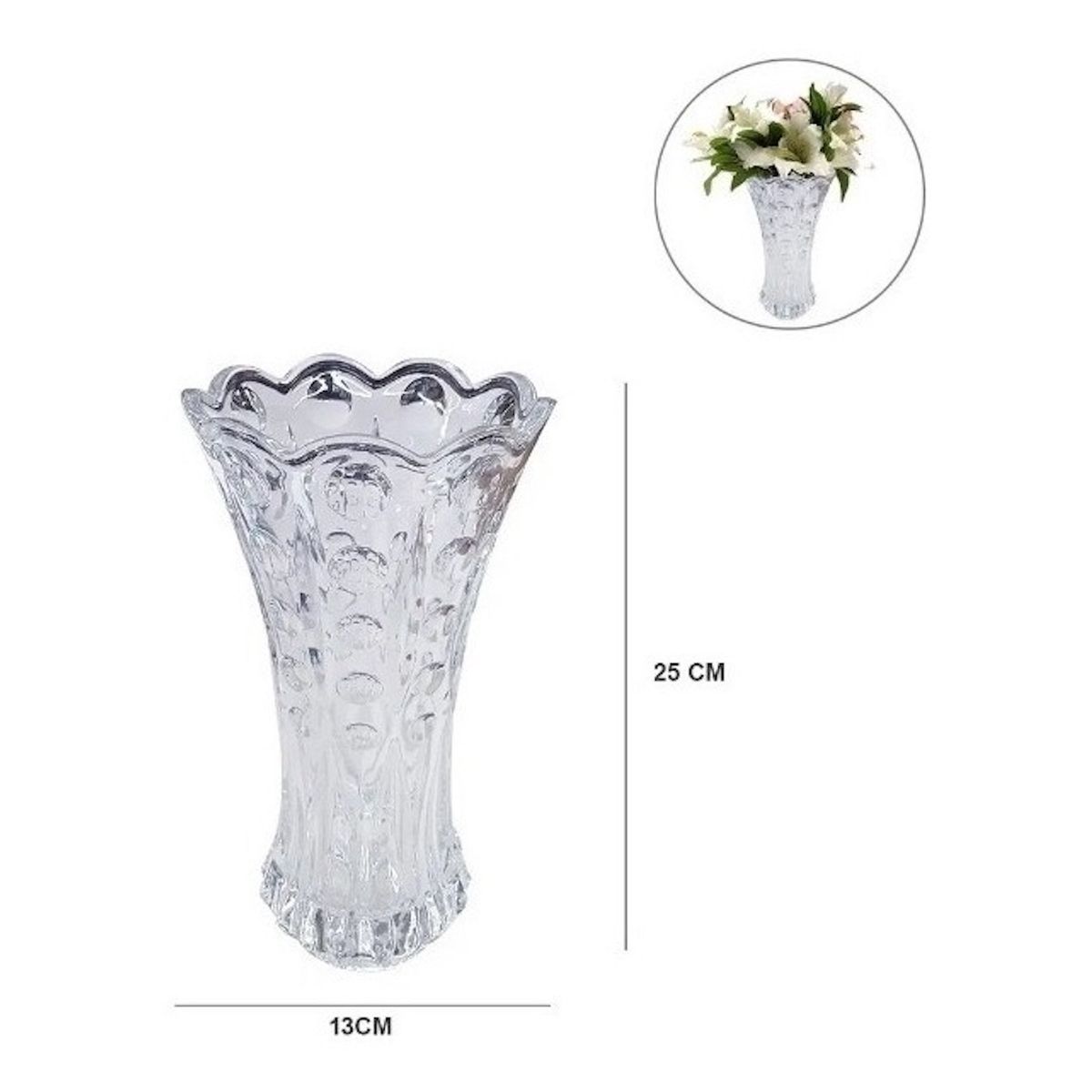 GENERICO - Florero De Vidrio Tallado Decoración Hogar