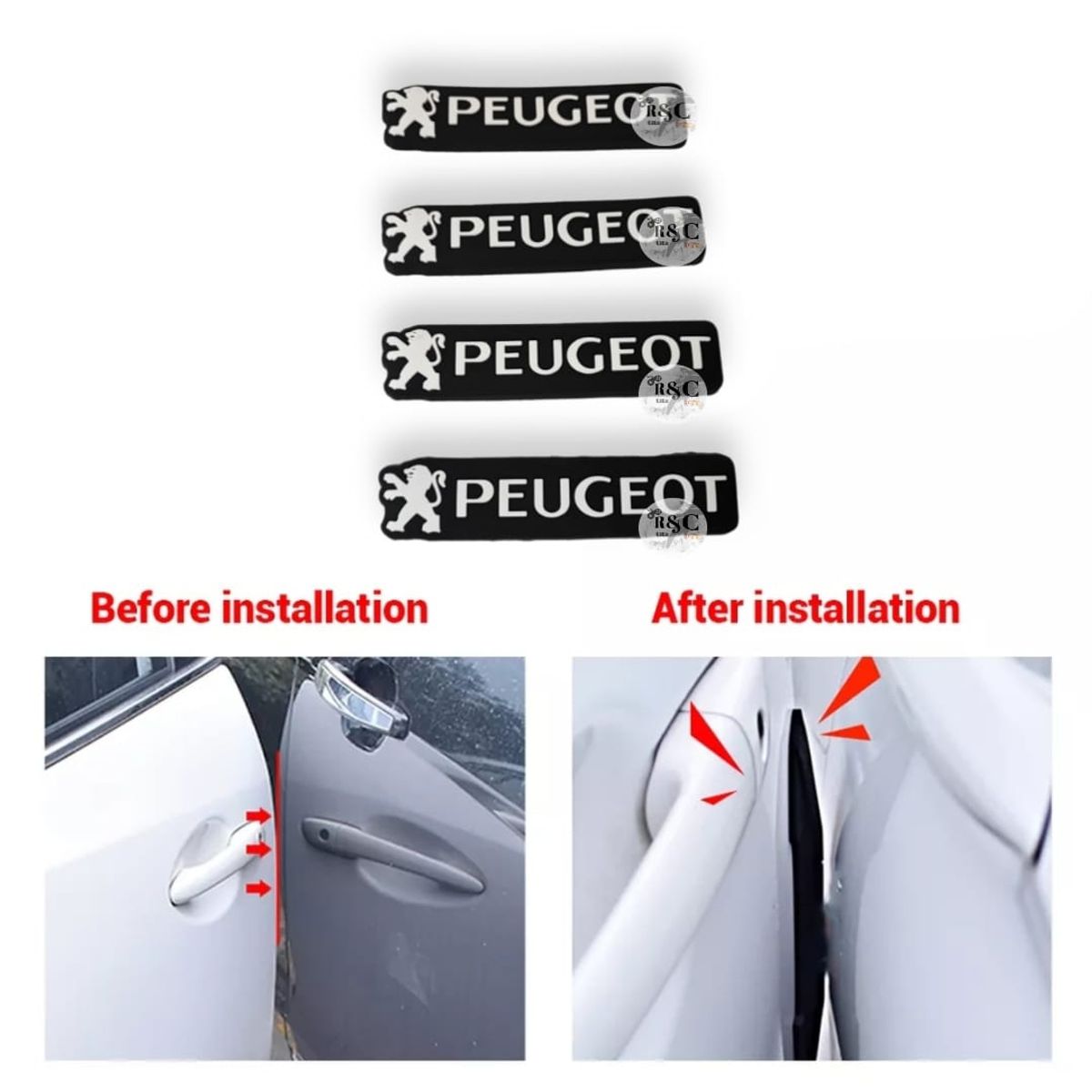 GENERICO - X4 Topes Protectores de Puerta Topes Goma Auto Tunning 0890