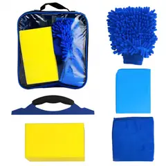 GENERICO - Kit Limpieza Auto Exterior Interior Microfibra Práctico Set 4 Piezas