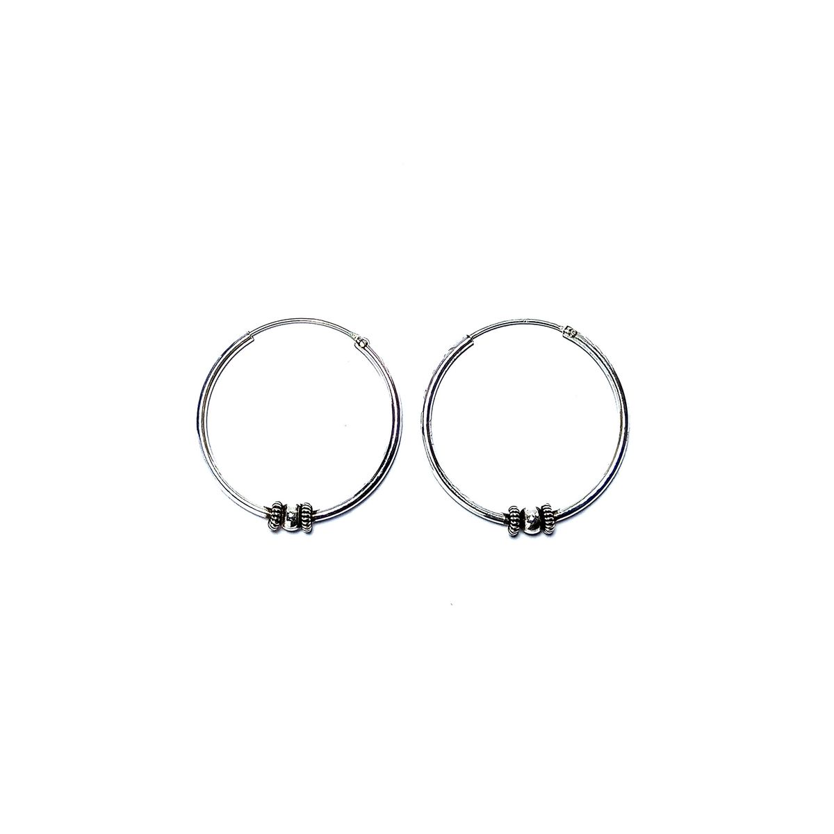 COGGIOLA - Aros Argolla 30mm Bola Envejecida Plata Fina 925