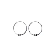 ANDREA COGGIOLA JOYAS - Aros Argolla 30mm Bola Envejecida Plata Fina 925