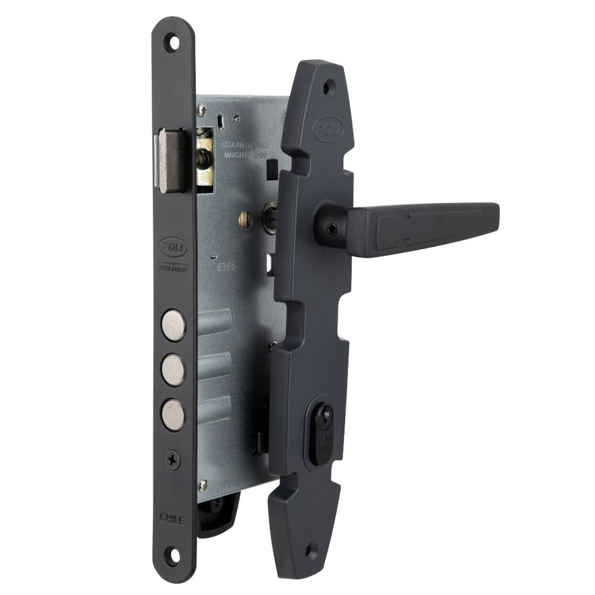 POLI - Cerradura Embutida Nórdica Oval B60 Acceso 1/2 Negro