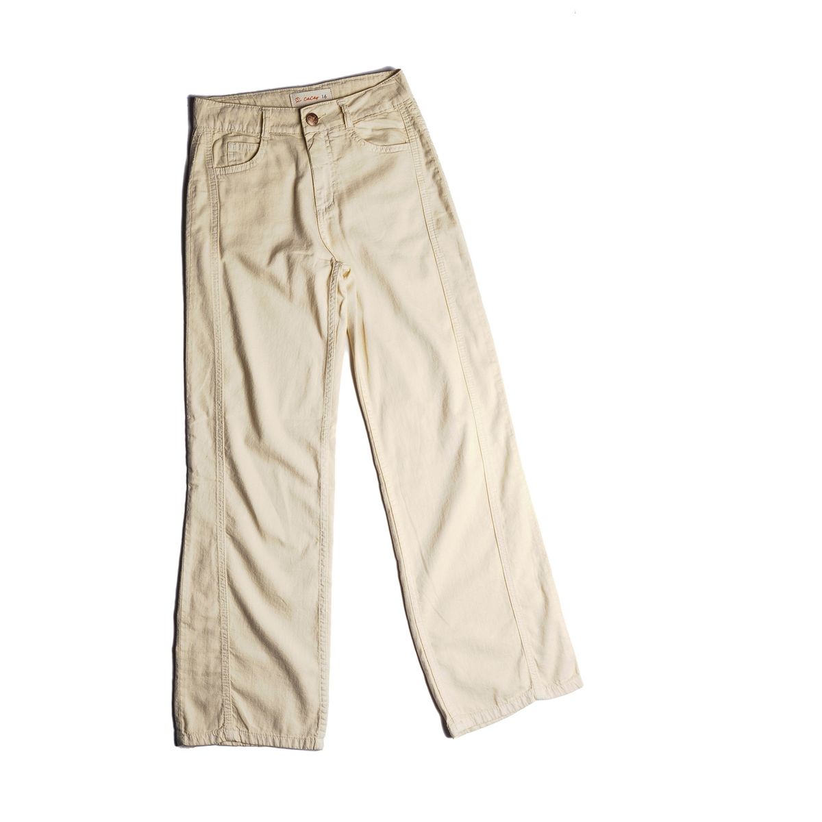 CACAO - Pantalón Frigio Wide Pieza Costado Beige Cacao