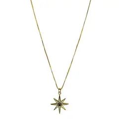 ANDREA COGGIOLA JOYAS - Collar Estrella Centro Azul Circón Enchapado Oro 18K
