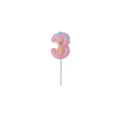 GENERICO - Vela De Numero 3 Oso Rosa 15Cm