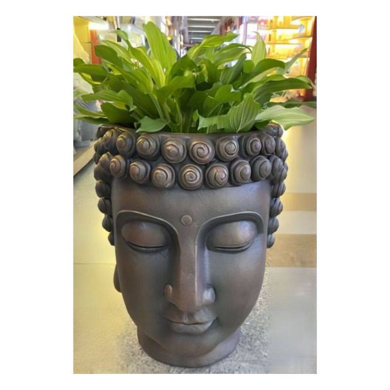 GENERICO - Macetero Decorativo Buda Plateado 43 cm