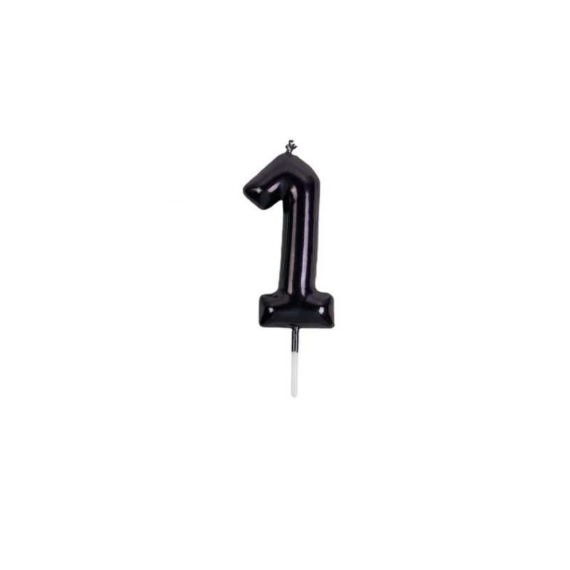 GENERICO - Vela De Numero 1 Negra 8cm
