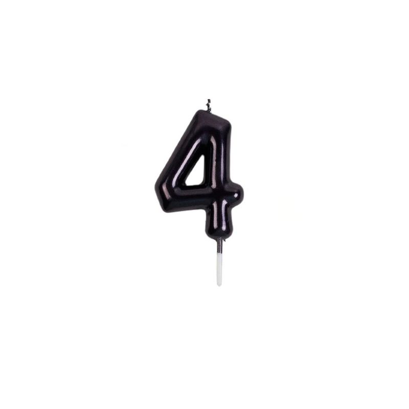 GENERICO - Vela De Numero 4 Negra 8cm