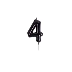 GENERICO - Vela De Numero 4 Negra 8cm