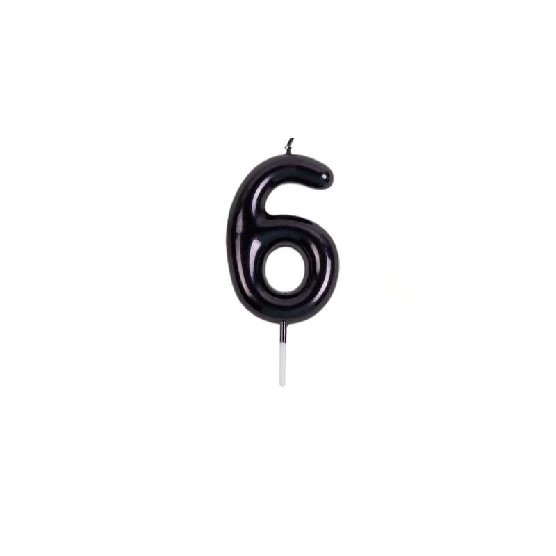 GENERICO - Vela De Numero 6 Negra 8cm