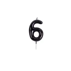 GENERICO - Vela De Numero 6 Negra 8cm