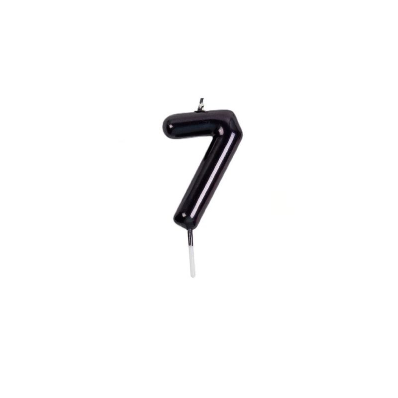 GENERICO - Vela De Numero 7 Negra 8cm
