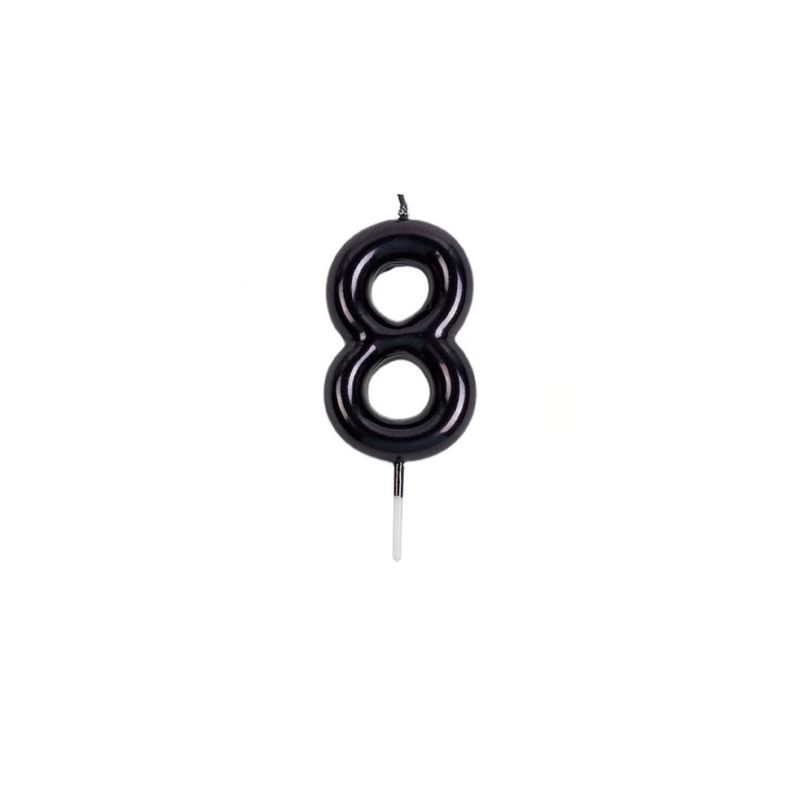 GENERICO - Vela De Numero 8 Negra 8cm
