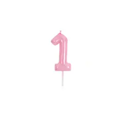 GENERICO - Vela De Numero 1 Rosa 8cm