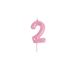 GENERICO - Vela De Numero 2 Rosa 8cm