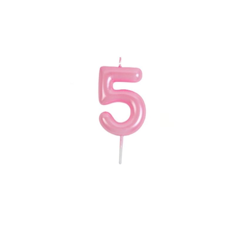 GENERICO - Vela De Numero 5 Rosa 8cm