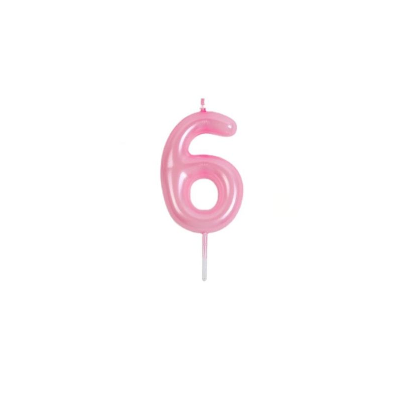 GENERICO - Vela De Numero 6 Rosa 8cm