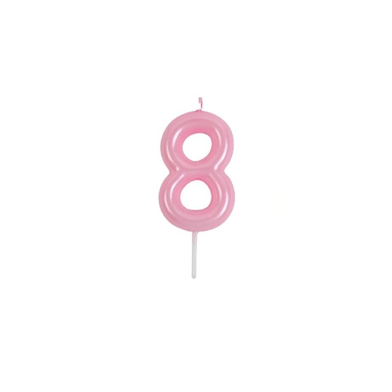 GENERICO - Vela De Numero 8 Rosa 8cm