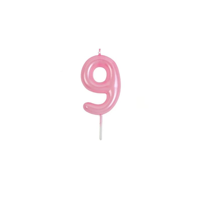 GENERICO - Vela De Numero 9 Rosa 8cm