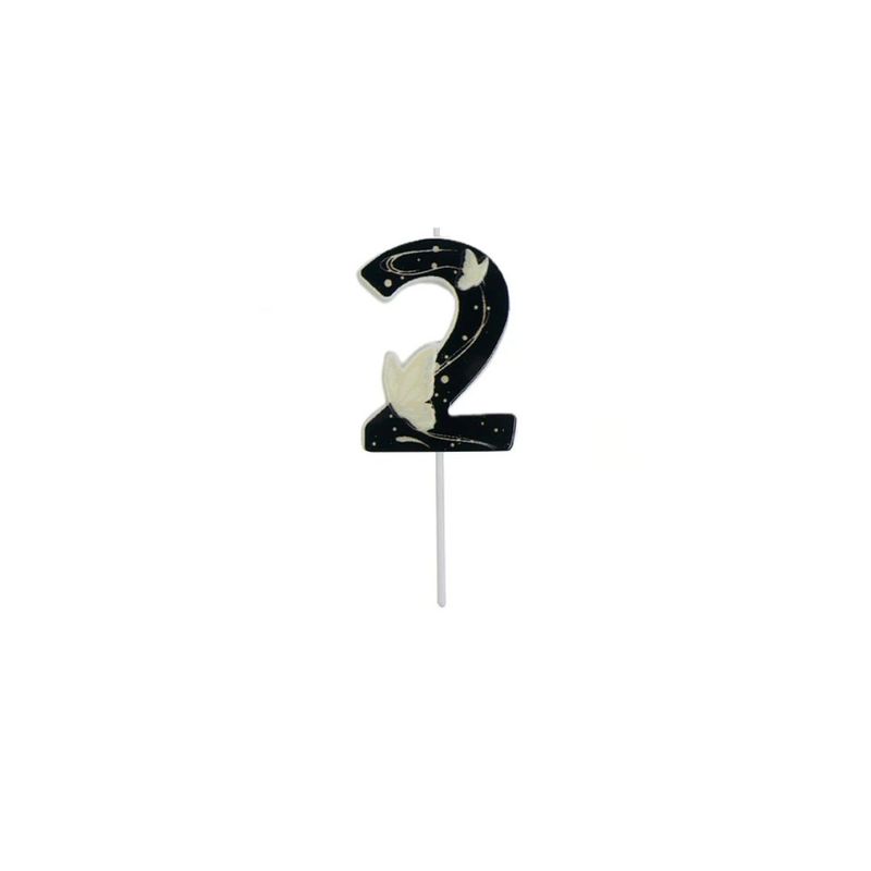 GENERICO - Vela De Numero 2 Mariposa Negro 11cm