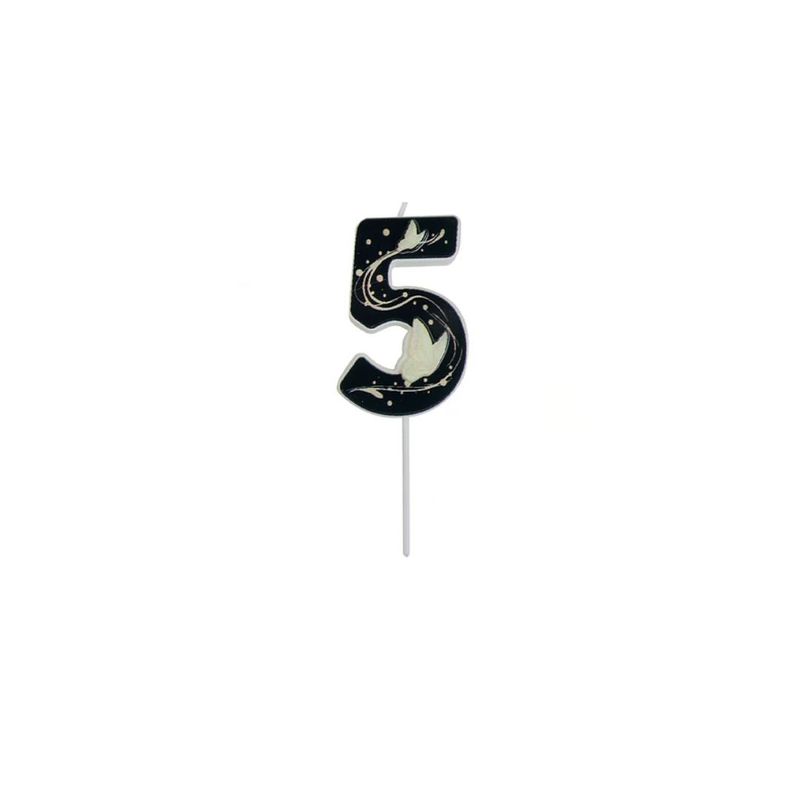 GENERICO - Vela De Numero 5 Mariposa Negro 11cm
