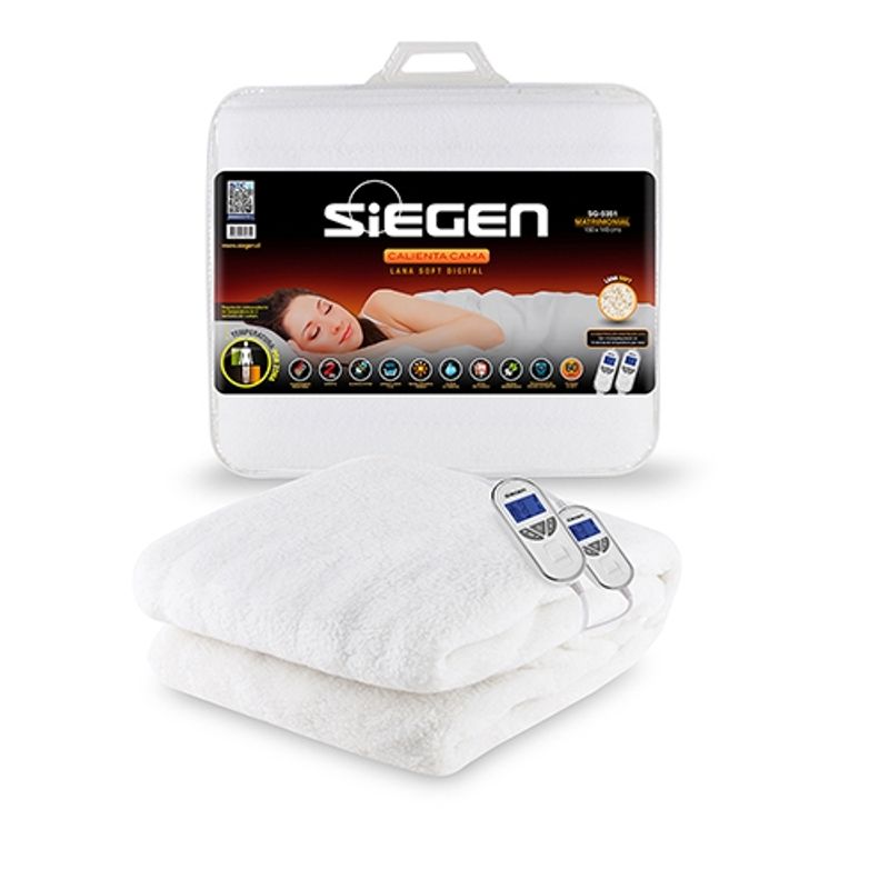 SIEGEN - Calienta Cama Siegen Sg-5351 2 Plazas (150 X 140 Cms) Color Blanco