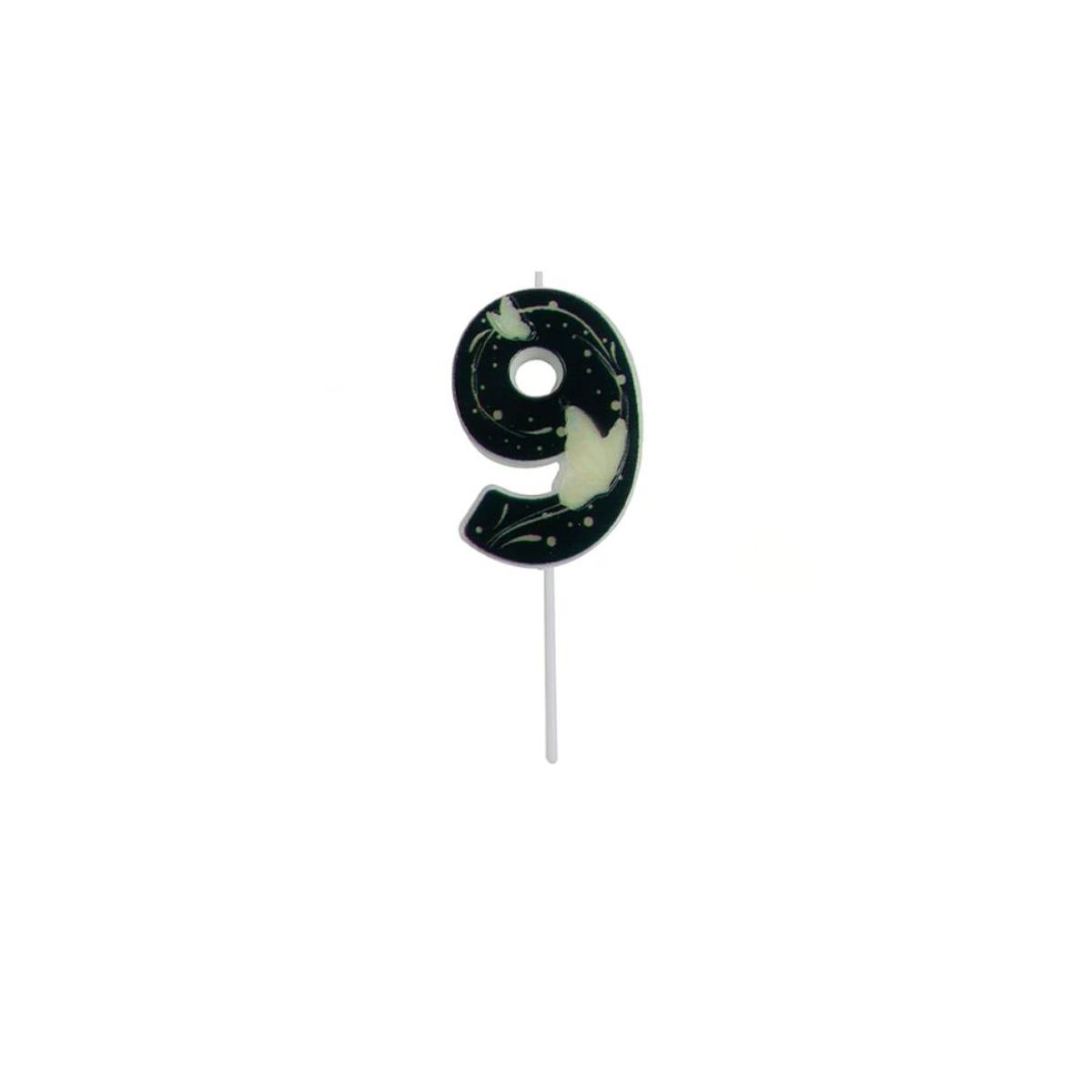 GENERICO - Vela De Numero 9 Mariposa Negro 11cm