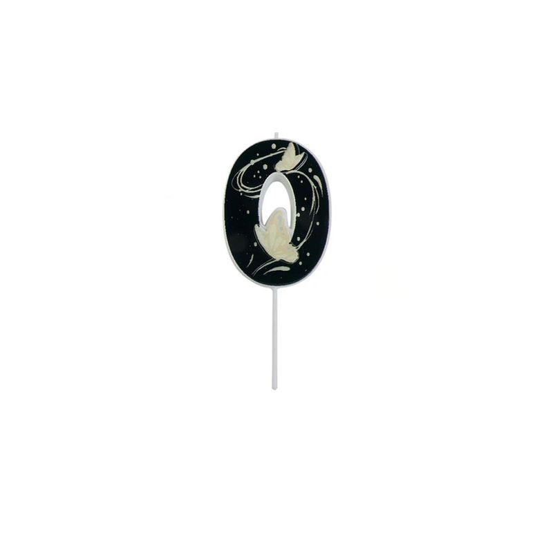 GENERICO - Vela De Numero 0 Mariposa Negro 11cm