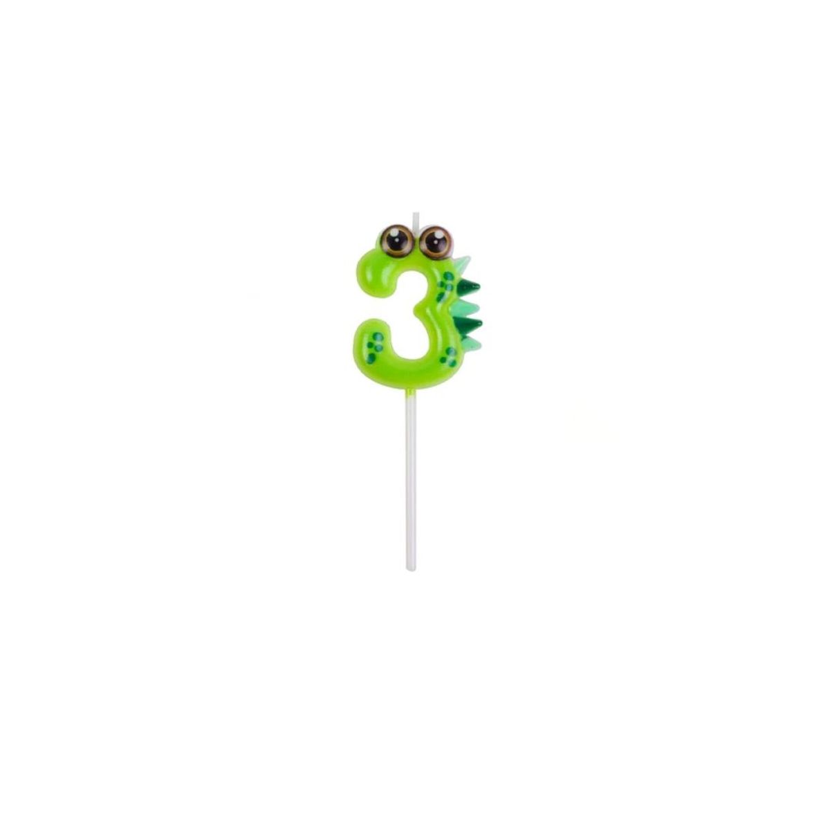 GENERICO - Vela De Numero 3 Dinosaurio Verde 11cm