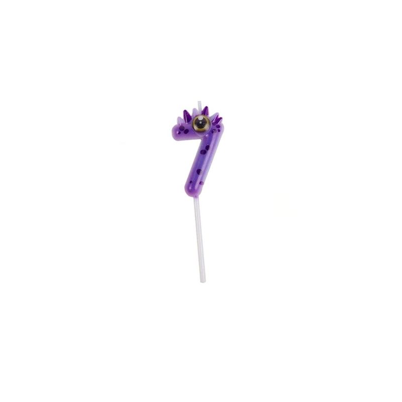 GENERICO - Vela De Numero 7 Dinosaurio Morado 11cm