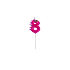 GENERICO - Vela De Numero 8 Dinosaurio Fucsia 11cm