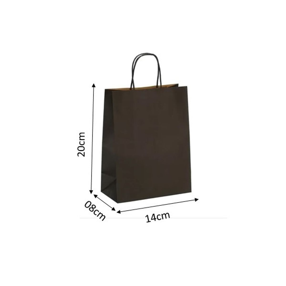 GENERICO - Bolsas de Papel Negras 14x08x20 por 20 unidades