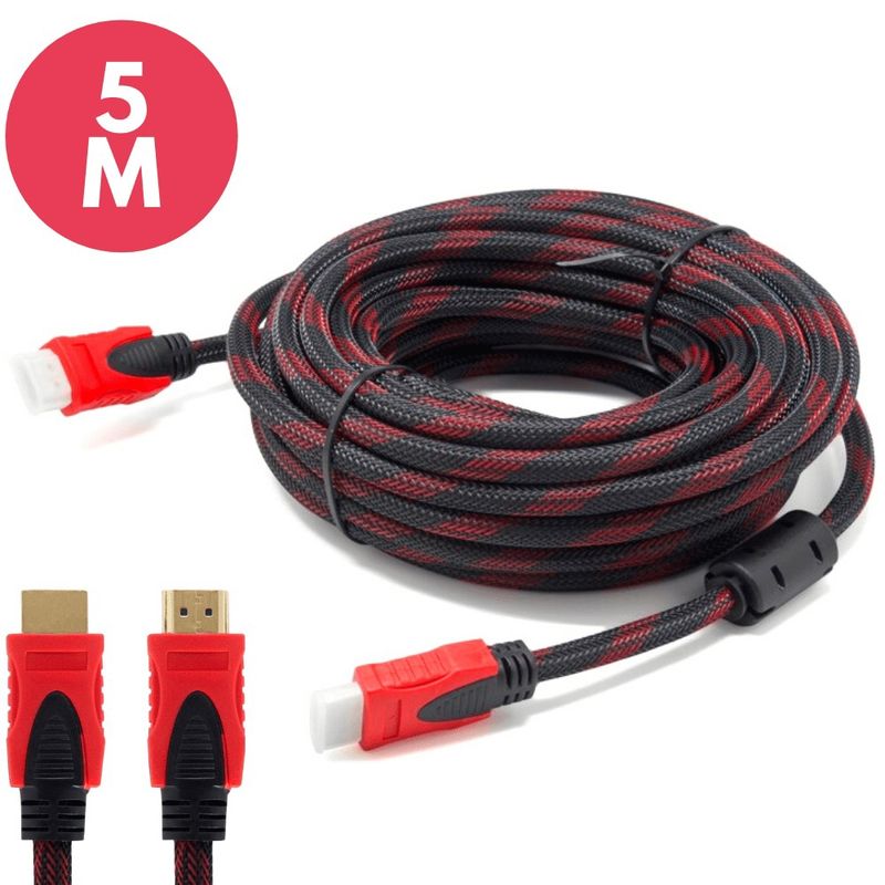 GENERICO - Cable Hdmi 5 Metros, Doble Filtro Malla Full Hd